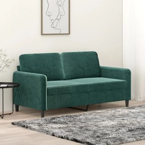 359444 vidaXL Sofá de 2 lugares 140 cm veludo verde-escuro