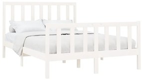 Estrutura de cama 140x190 cm madeira de pinho maciça branco