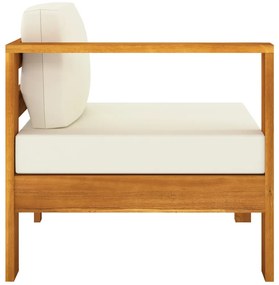 6 pcs conj. lounge de jardim c/ almofadões branco nata acácia