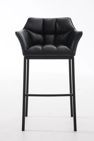 Banco de bar Damaso em couro sintético com estrutura preta 64 x 110 x 48 cm Preto