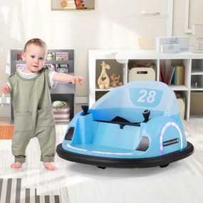 Carrinho de choques para crianças a bateria 6V  com luzes LED Ligação sem fios Música e som  360° Azul