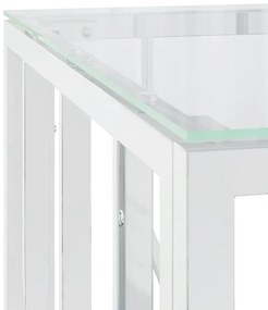 Mesa de centro 50x50x50 cm aço inoxidável e vidro prateado