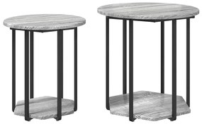 Conjunto de Mesas Laterais 2 pcs em Cinza Sonoma, Madeira Revestida e