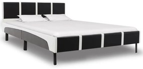 vidaXL Estrutura de cama 160x200 cm couro artificial preto e branco