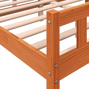 Cama sem colchão 150x200 cm madeira pinho maciça castanho-mel