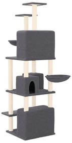Árvore p/ gatos c/ postes arranhadores sisal 180cm cinza-escuro