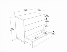 Cómoda Lines – Carvalho – 90 cm x 45 cm x 81,6 cm