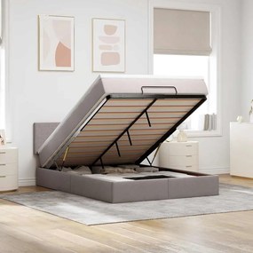 vidaXL Cama Otomana com Colchão &amp; LEDs Taupe 140x200 cm Tecido