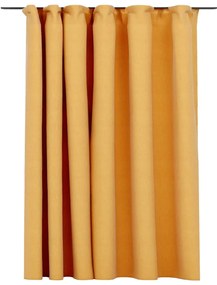 Cortinas opacas aspeto linho com ganchos 290x245 cm amarelo