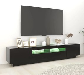 Móvel de TV Giancarlo com Luzes LED de 200cm - Preto - Design Moderno