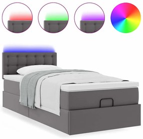 moldura de cama síriaXL otomana com colchão cinza 90x200cm couro falso