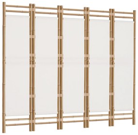 Divisória/biombo com 5 painéis dobráveis 200 cm bambu e lona