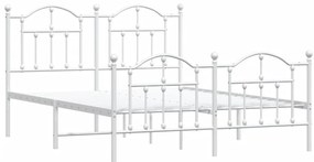Estrutura de cama com cabeceira e pés 140x200 cm metal branco