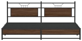 Estrutura cama sem colchão 193x203 cm metal carvalho castanho