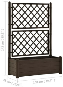 Vaso/floreira de jardim com treliça 100x43x142 cm PP cor moca