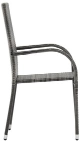 9 pcs conjunto de jantar para jardim vime PE cinzento