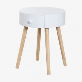 Pack De 2 Mesas De Cabeceira Ø40 Cm Em Madeira Lamba Branco - Sklum