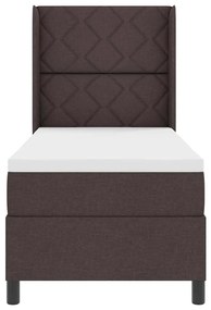 Cama Box com Colchão e LED Castanho Escuro 80x200 cm, Tecido