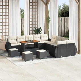 Conjunto de Sofás de Jardim vidaXL de 14 Peças com Almofadas Vime Sint