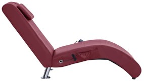 Chaise longue massagem + almofada couro artif. vermelho tinto