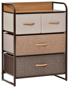 HOMCOM Cómoda para Quarto com 4 Cestos Removíveis e Dobráveis Base Elevada Móvel de Armazenamento 58x29x78,5 cm Multicor | Aosom Portugal