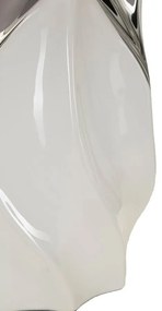 Candeeiro de Mesa "Shiney" – Ø30x51 cm – Branco e Prateado