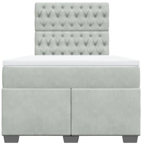 Cama boxspring c/ colchão 120x200 cm veludo cinzento-claro