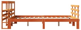 Estrutura cama c/ cabeceira 160x200cm pinho maciço castanho-mel