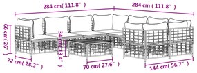 9 pcs conjunto lounge de jardim c/ almofadões vime PE antracite