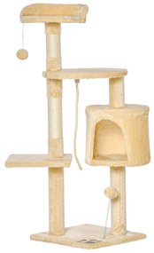 PawHut® Árvore de gato com plataformas Cabines Bolas de jogo bege 40x4