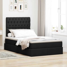vidaXL Cama com arrumação e colchão Preto 120 x 200 cm Poliéster