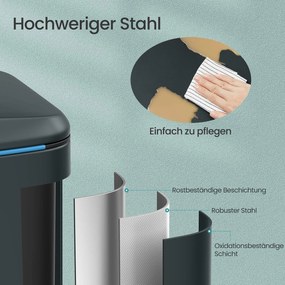 Caixote do lixo com 2 compartimentos 44,4 x 40,8 x 60,2 cm verde acinzentado