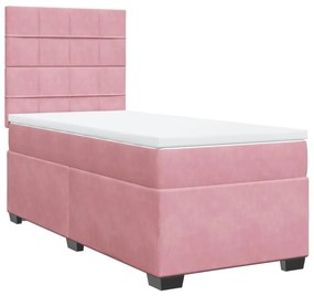 Cama com molas/colchão 90x190 cm veludo rosa