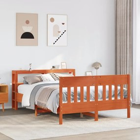 VidaXL Cama sem colchão 140x190 cm pinho maciço castanho-mel