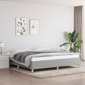 Estrutura de cama sem colchão 200x200 cm tecido cinzento-claro