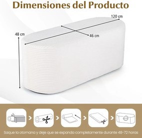 Pufe estofado moderno em veludo 120 x 46 x 48 cm, com espuma de alta densidade, de formato oval, para colocar ao pé da cama, na entrada da sala, no qu