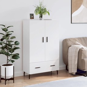 vidaXL Aparador alto 69,5x31x115 cm derivados madeira branco brilhante