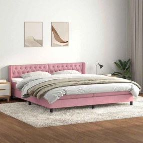 Cama com molas/colchão rosa 180x220 cm veludo