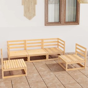 vidaXL 5 pcs conjunto lounge de jardim pinho maciço
