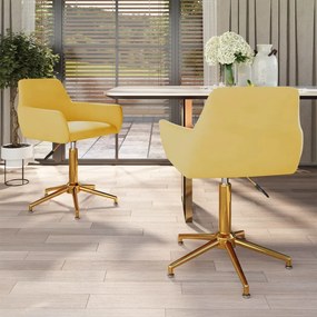 vidaXL Cadeiras de jantar giratórias 2 pcs veludo amarelo
