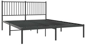 Estrutura de cama em metal com cabeceira 150x200 cm preto