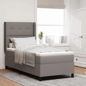 vidaXL Cama com estrado e colchão Taupe, 90x190 cm, tecido
