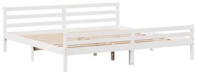 Cama sem colchão 200x200 cm madeira de pinho maciça branco