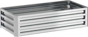 Floreira de Aço Galvanizado para Cultivar Plantas Flores Floreira Exterior Retangular com Fundo Aberto 120x60x30,5 cm Prata