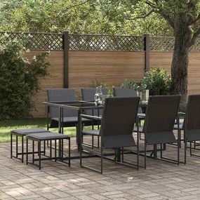 Conjunto de Jantar para o Jardim com 13 Peças e Almofadas em Aço e Tex