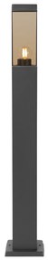 Candeeiro de poste exterior moderno cinzento escuro com fumo 80 cm - Malios