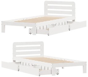 Cama sem colchão 90x200 cm madeira de pinho maciça branco