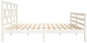 Estrutura de cama 140x200 cm madeira de pinho maciça branco