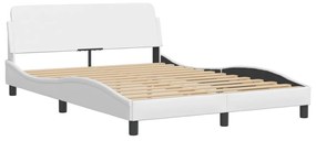 Estrutura de cama c/ luzes LED 120x200 cm couro artif. branco