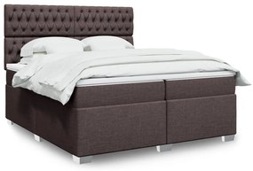 vidaXL Cama com molas/colchão 200x200 cm tecido castanho-escuro